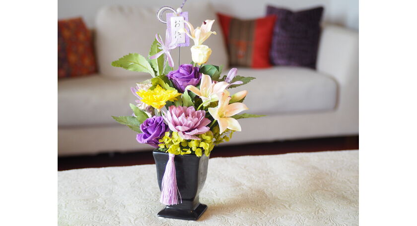 大西さん、仏花 